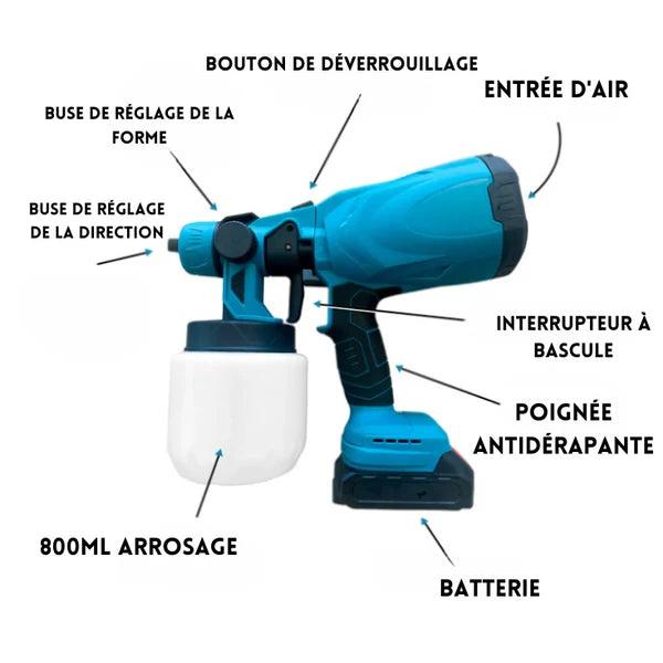 Pistolet à Peinture Électrique Sans Fil Portatif Magique (+Batterie Offerte) 🇬🇦